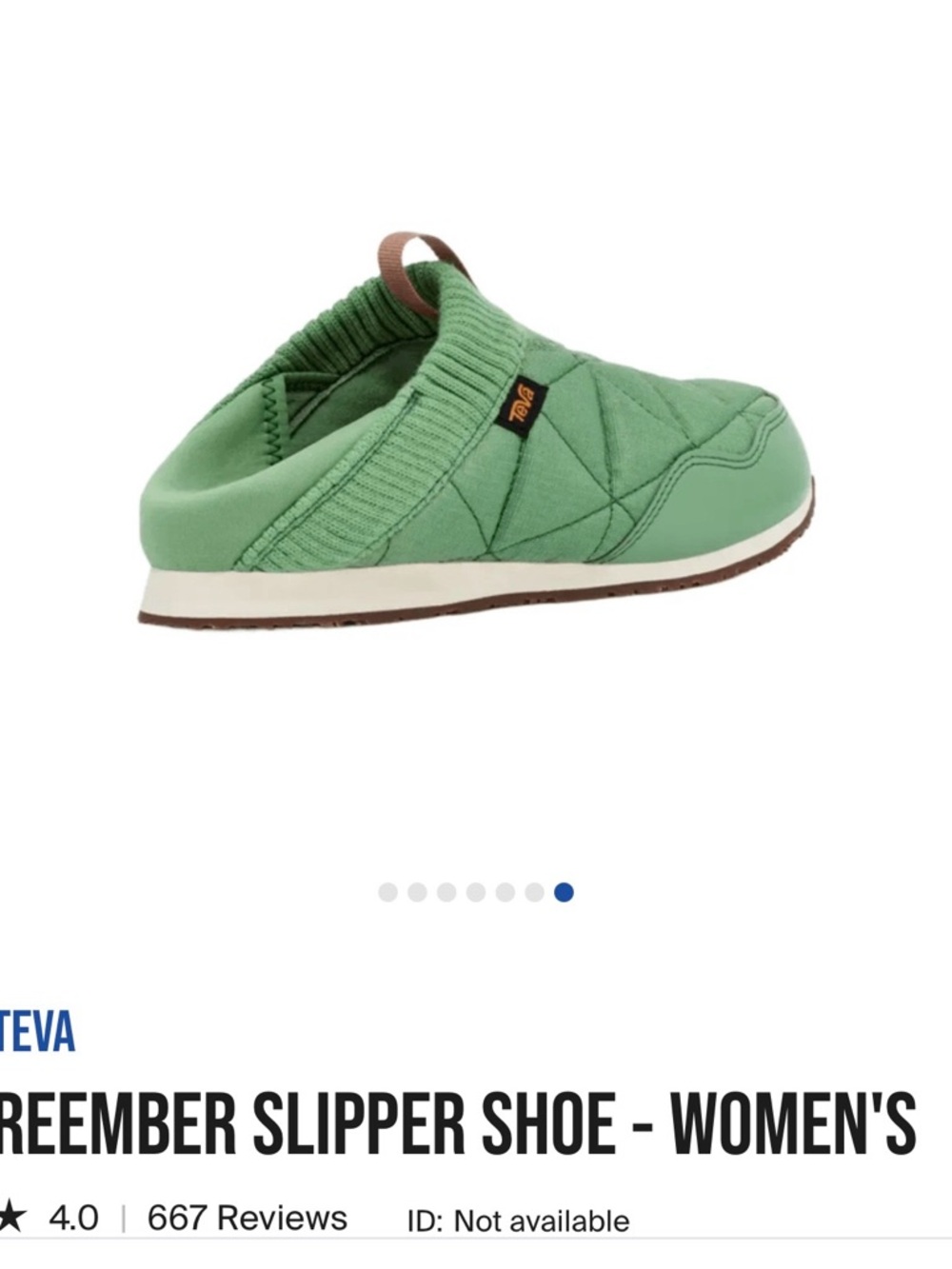 Teva Quilted Green Women's Slip-On Slipper - Picture 2 of 7